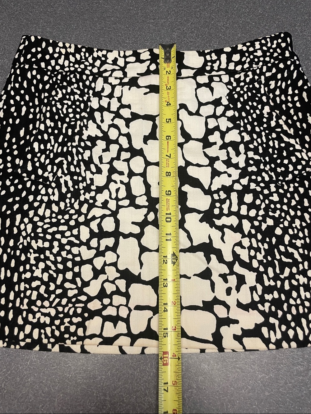 J. Crew Black and Cream Reptile Print Linen Mini Skirt